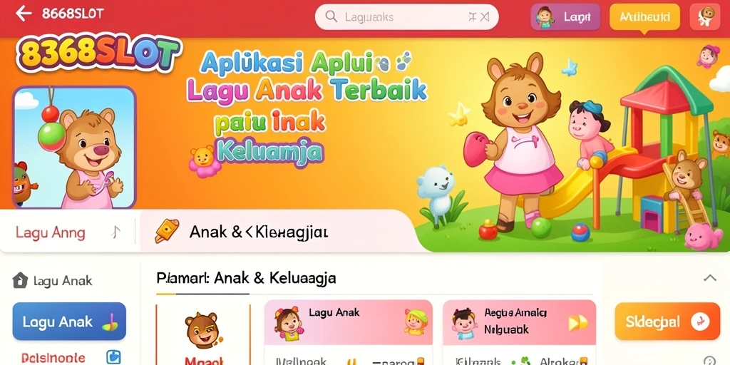 Antarmuka ceria dari aplikasi 8368SLOT untuk lagu anak.