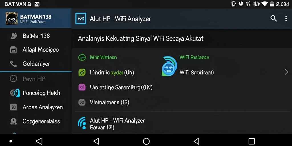 Tampilan utama BATMAN138 menampilkan analisis sinyal WiFi secara jelas.