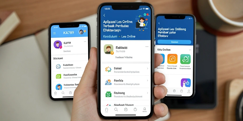 Antarmuka aplikasi KA789 untuk Les Online yang interaktif dan mudah digunakan.