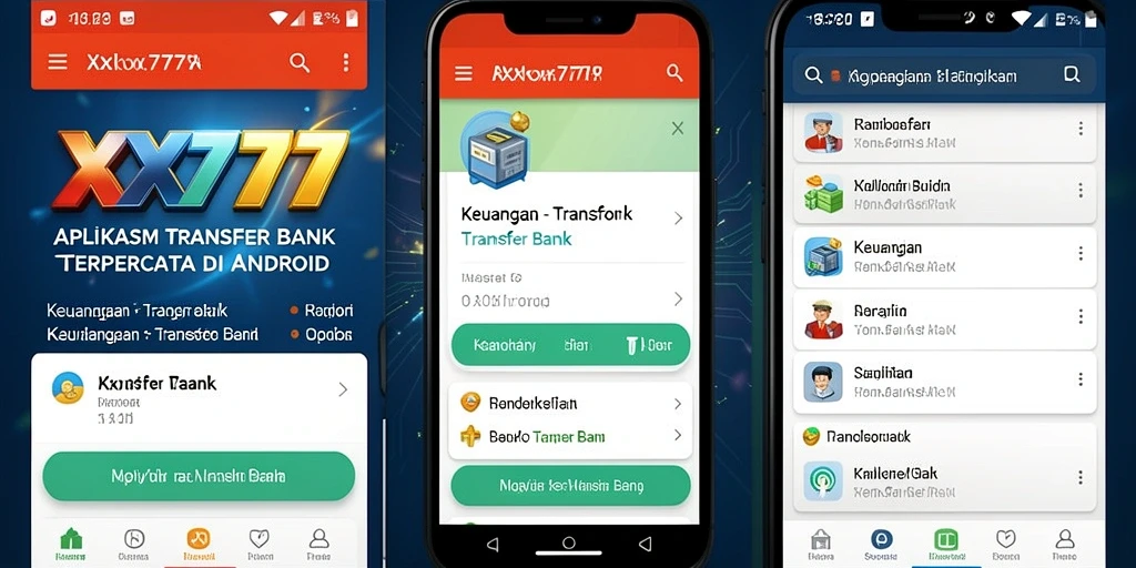 Antarmuka aplikasi XXX777 yang user-friendly untuk transfer bank.